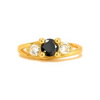 Anillo de Dama Oro 10k Circonia Negra con Circonios