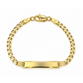4mm Brazalete Infantil Oro 10k Cubano con Placa 6 Pulgadas