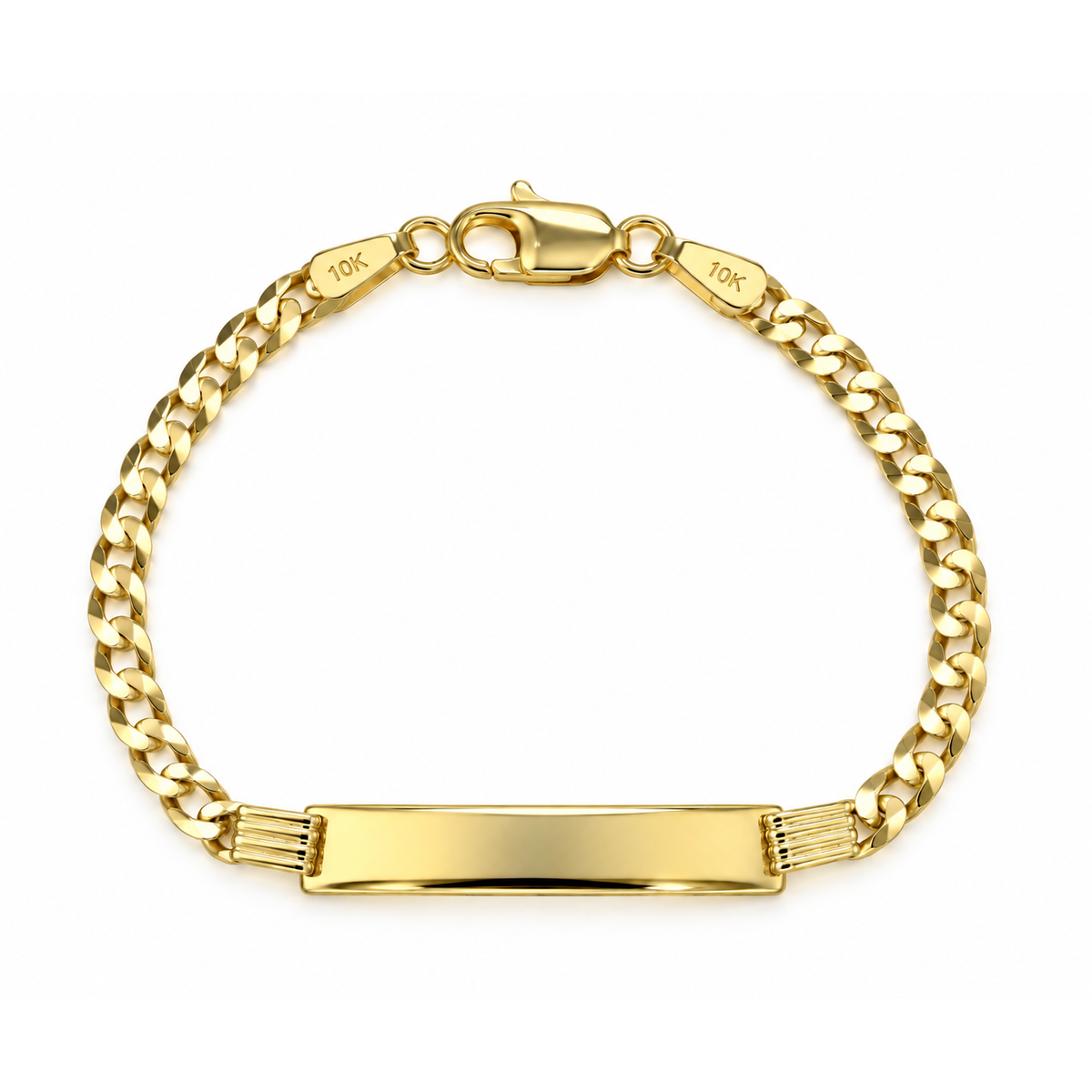 4mm Brazalete Infantil Oro 10k Cubano con Placa 6 Pulgadas