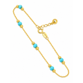 Brazalete de Dama Oro 14k con Bolitas de Turquesa