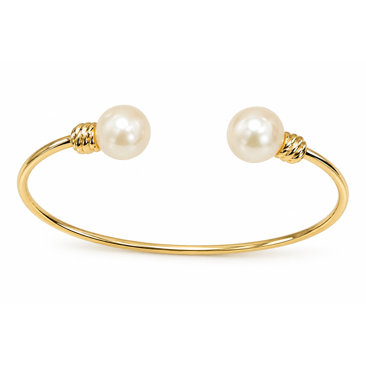 Brazalete de Dama Oro 14k Abierto con Perlas