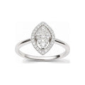 Anillo de Dama Oro Blanco 14k Silueta Marquesa Diamante