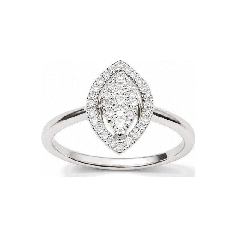 Anillo de Dama Oro Blanco 14k Silueta Marquesa Diamante