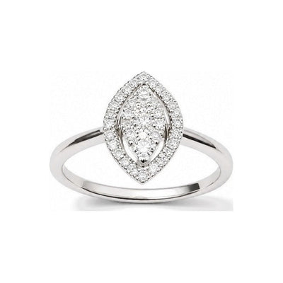 Anillo de Dama Oro Blanco 14k Silueta Marquesa Diamante
