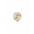 Anillo de Dama Oro 14k Hoja Bicolor con Diamantes Naturales