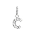 12mm Dije Oro Blanco 14k Inicial Pavé con Diamantes Naturales