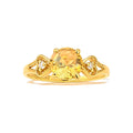 Anillo de Dama Oro 10k Circonia Amarilla con Corazones