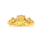 Anillo de Dama Oro 10k Circonia Amarilla con Corazones