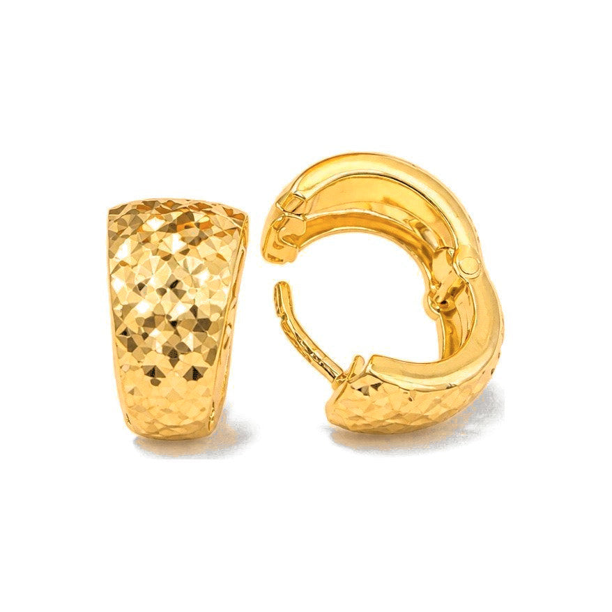 Aretes de Dama Oro 10k Aro Grueso Diamantado