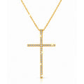 Cadena de Mujer Oro 14k con Cruz Estilizada de Diamantes Naturales