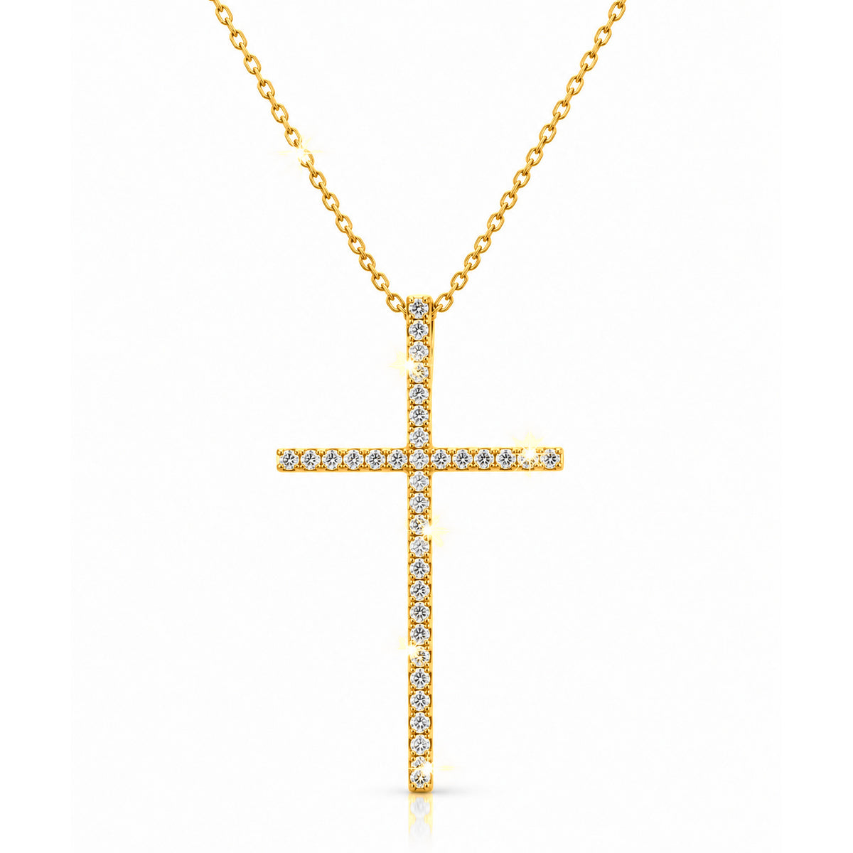 Cadena de Mujer Oro 14k con Cruz Estilizada de Diamantes Naturales