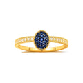 Anillo de Dama Oro 14k Ovalo Pave Azul