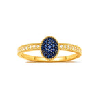 Anillo de Dama Oro 14k Ovalo Pave Azul