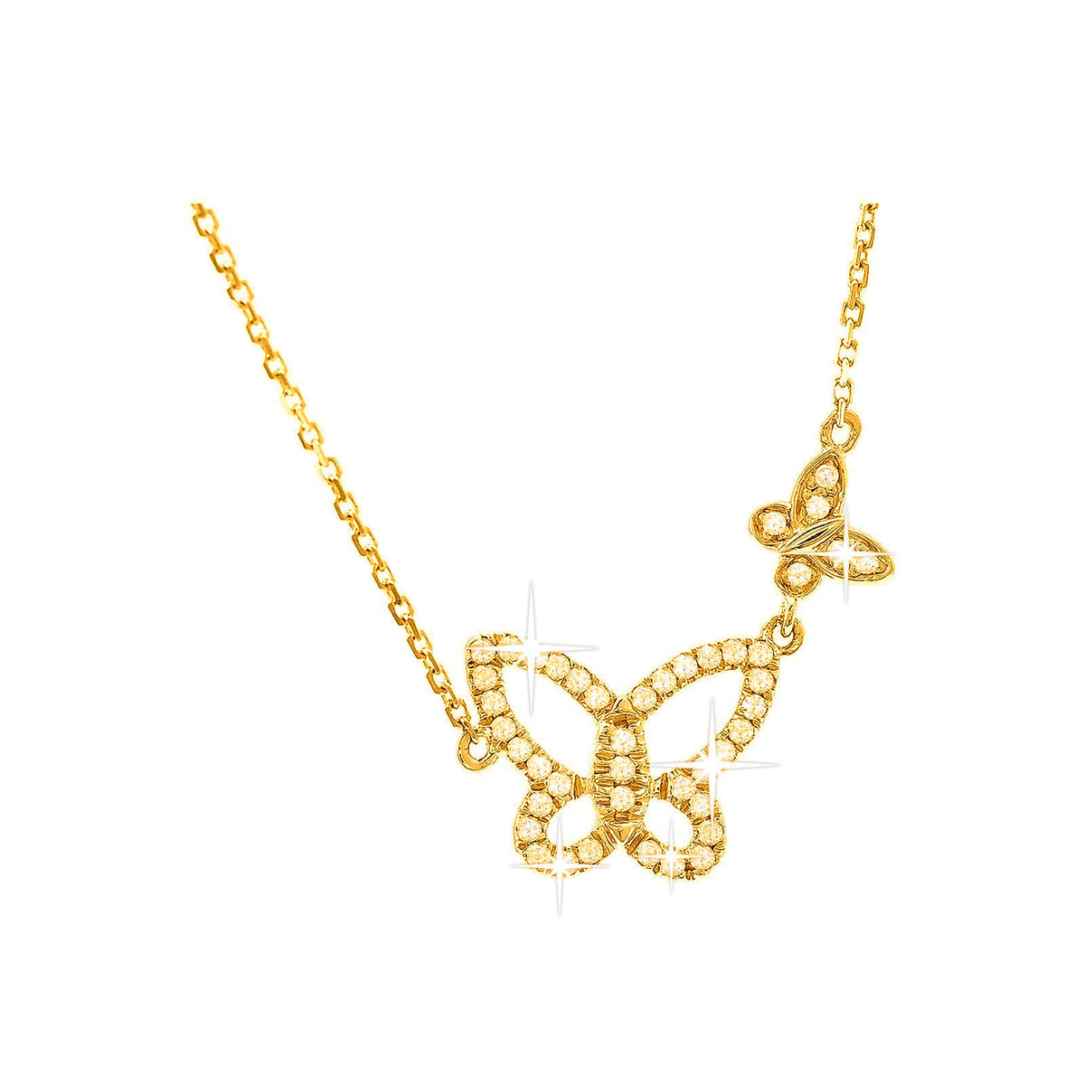9x11mm Collar Oro 14k Mariposa Pavé con Diamantes Naturales