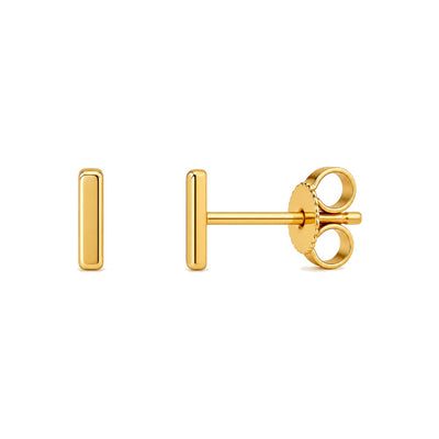 Aretes de Dama Oro 18k Barra Vertical Lisa