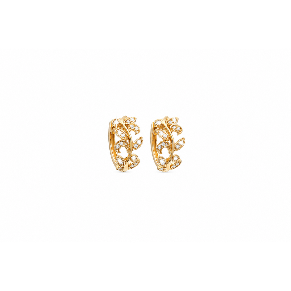 6x11mm Aretes de Dama Oro 14k Aro Floral con Diamantes Naturales