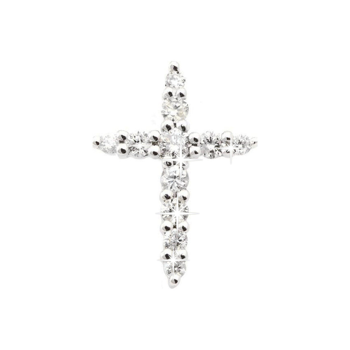 12.1mm Dije Oro Blanco 14k Cruz con Diamantes Naturales