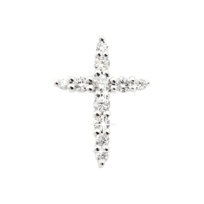 12.1mm Dije Oro Blanco 14k Cruz con Diamantes Naturales
