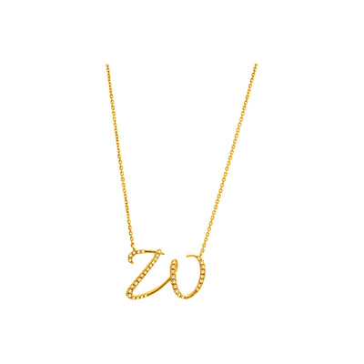 12mm Collar Oro 14k Inicial Pavé con Diamantes Naturales