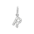 12mm Dije Oro Blanco 14k Inicial Pavé con Diamantes Naturales