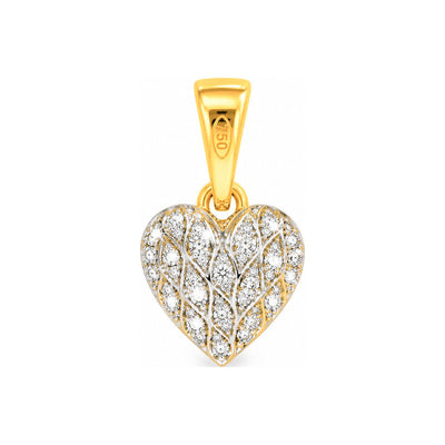 Dije Corazón Hojas Bicolor Oro 18k con Circonios