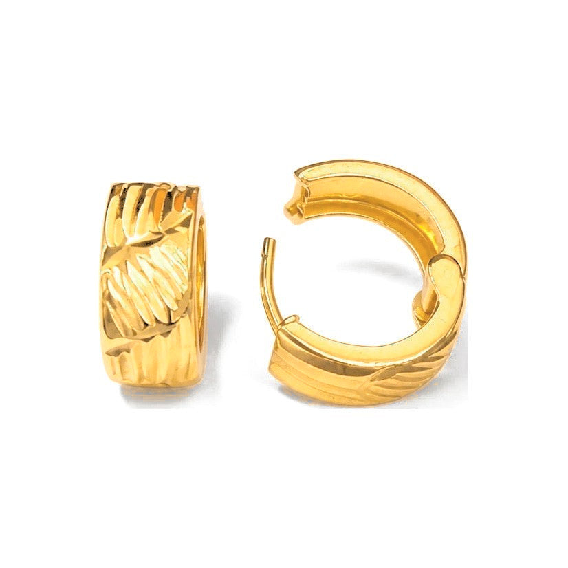 Aretes de Dama Oro 14k Aro Textura Pluma