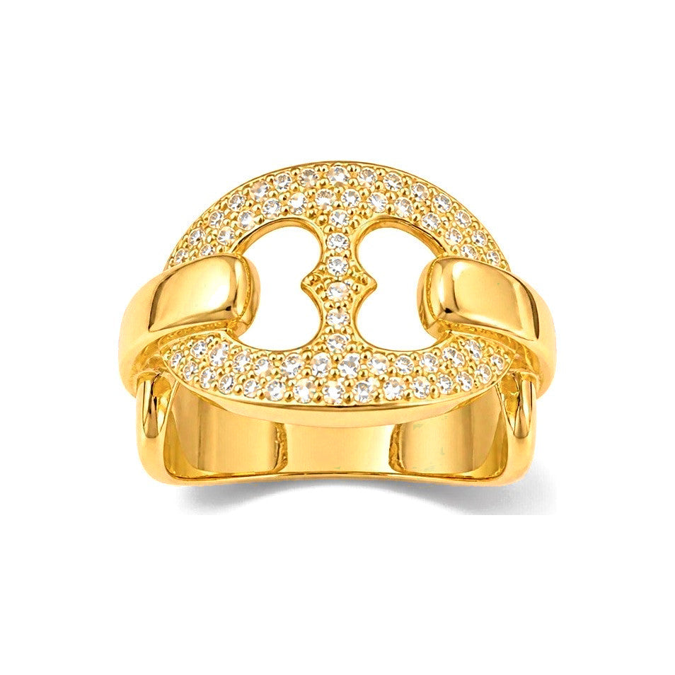 Anillo de Dama Oro 10k Eslabon Marina Pave