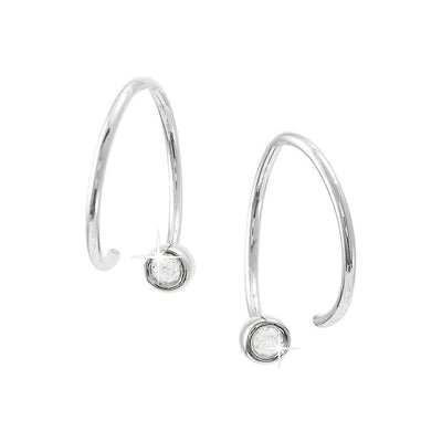 Aretes de Dama Oro Blanco 14k Redondos con Diamantes Naturales