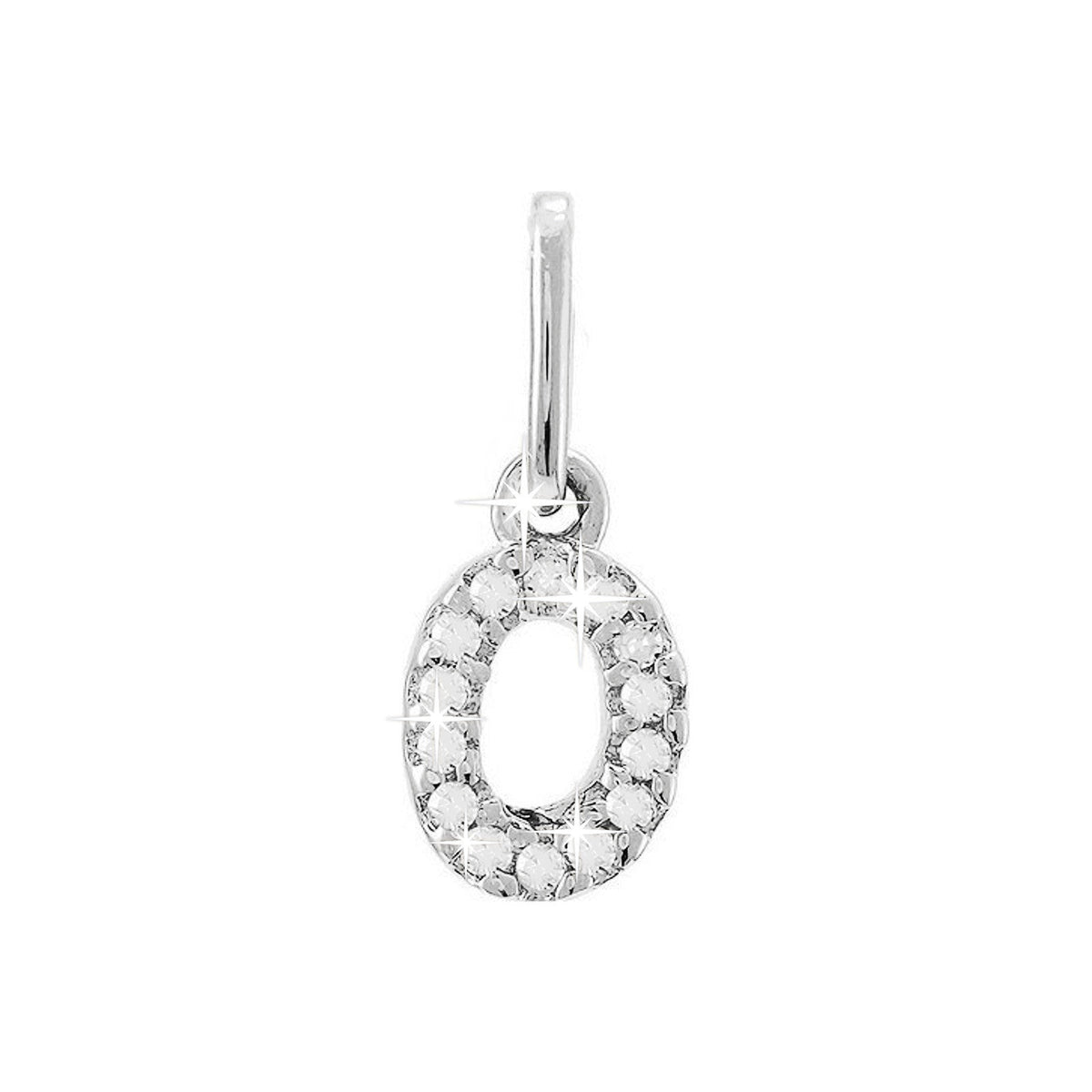 12mm Dije Oro Blanco 14k Inicial Pavé con Diamantes Naturales