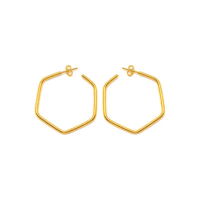 Aretes de Dama Oro 10k Argolla Hexagonal
