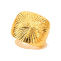 Anillo de Dama Oro 14k Cara Cuadrada Rayos de Sol
