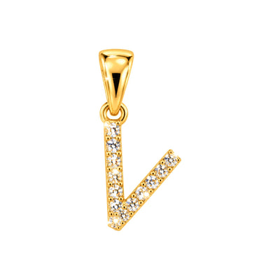 Dije Inicial "V" con Diamantes Naturales Oro 10k