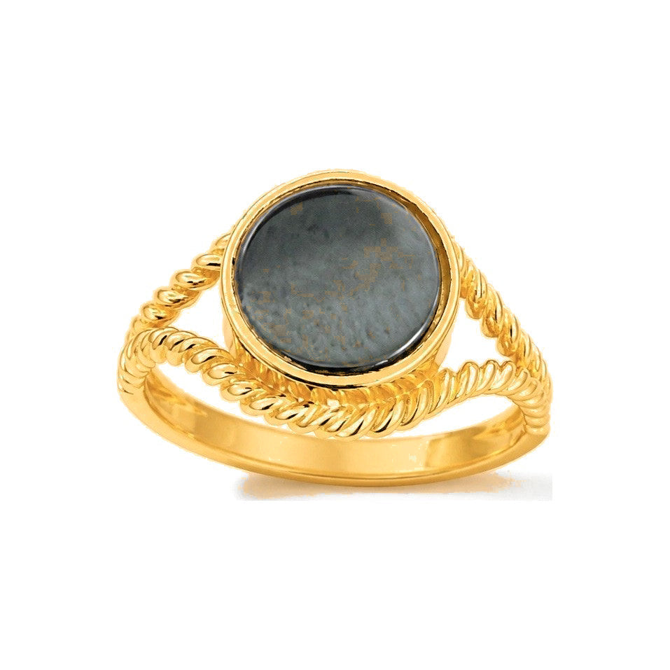 Anillo de Dama Oro 14k Ónix con Banda de Cordón