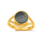 Anillo de Dama Oro 14k Ónix con Banda de Cordón