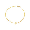 7mm Brazalete de Dama Oro 14k Inicial Pavé con Diamantes Naturales