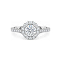 Anillo de Compromiso Halo Redondo Banda Partida Moissanite S925