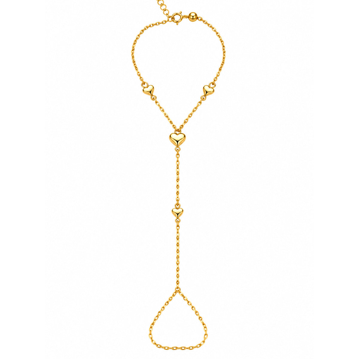 Brazalete de Dama Oro 10k de Mano con Corazones