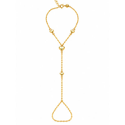 Brazalete de Dama Oro 10k de Mano con Corazones