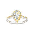 Anillo de Dama Oro 14k Halo Pera Diamante Natural