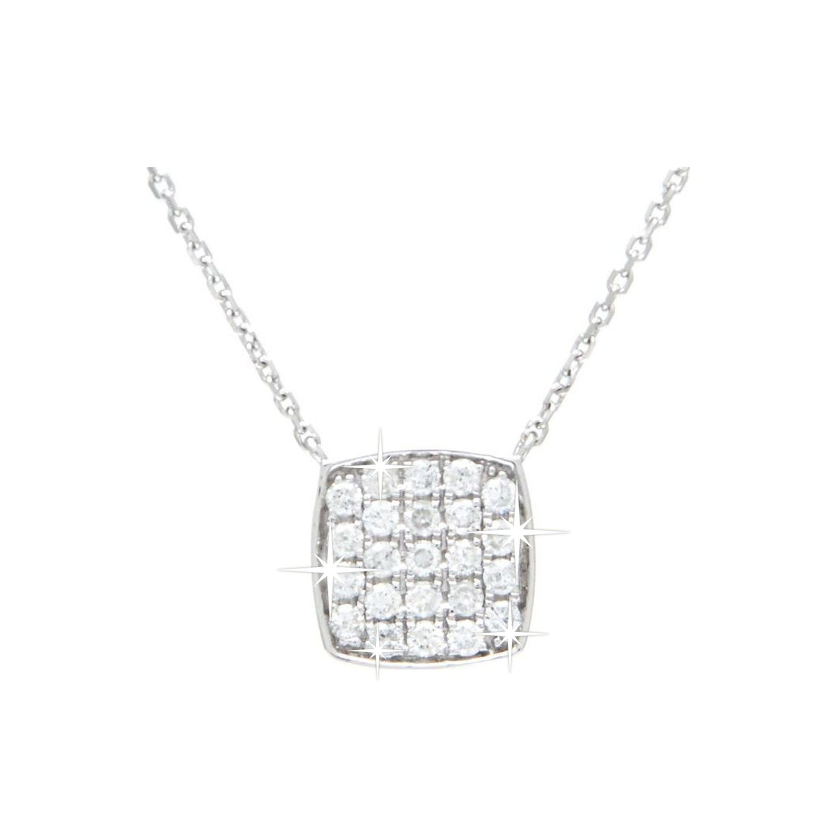 Collar Oro Blanco 14k Redondos Pavé con Diamantes Naturales
