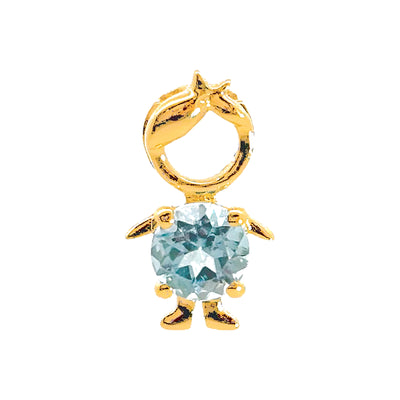 6x11mm Dije Oro 14k Niño con Aguamarina