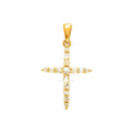 13x21.75mm Dije Oro 14k Cruz con Diamantes Naturales
