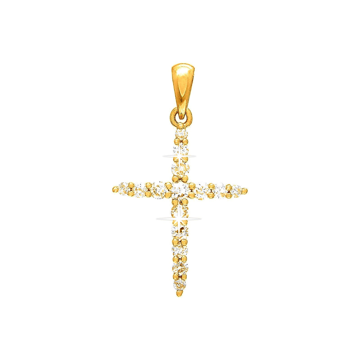 13x21.75mm Dije Oro 14k Cruz con Diamantes Naturales