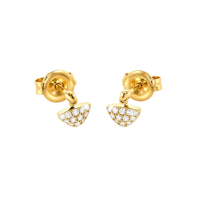 Aretes de Dama Oro 14k Triángulo Colgante con Diamantes Naturales