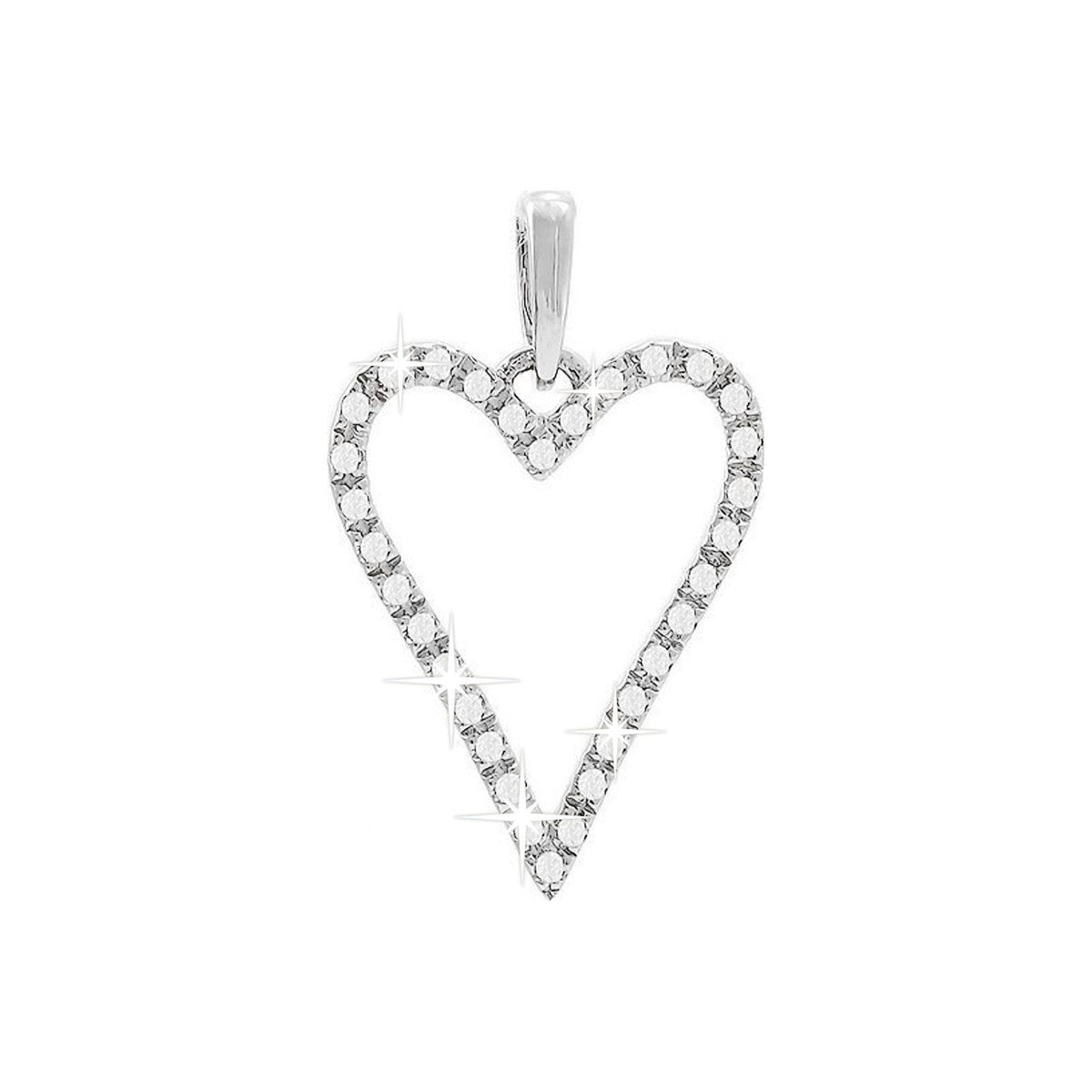 17mm Dije Oro Blanco 14k Corazón con Diamantes Naturales