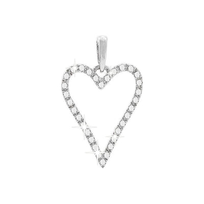 17mm Dije Oro Blanco 14k Corazón con Diamantes Naturales