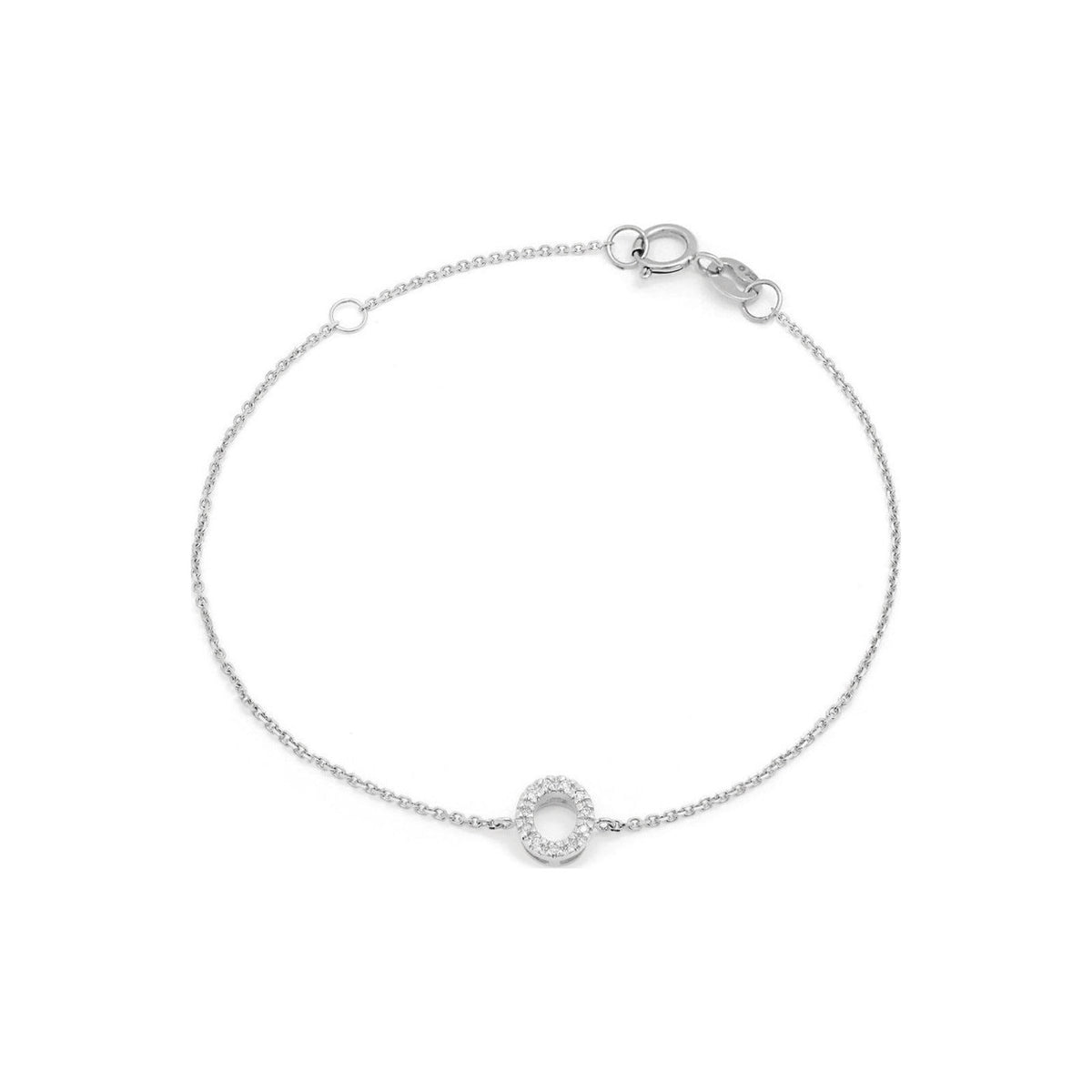 Brazalete de Dama Oro Blanco 14k Inicial con Diamantes Naturales