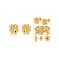 Aretes para Bebé Oro 14k Trébol de Corazones con Circonias