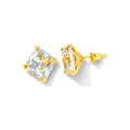 Aretes de Dama Oro 14k Solitario Princesa con Circonio