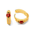 Aretes de Dama Oro 14k Aro Circonios con Mariquita Esmaltada